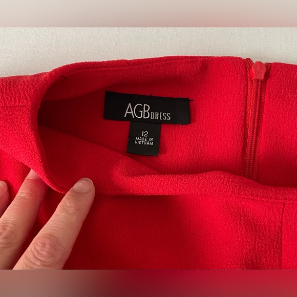 AGB Dress Midi Red 12 Large 3/4 Length Sleeves - Picture 3 of 11